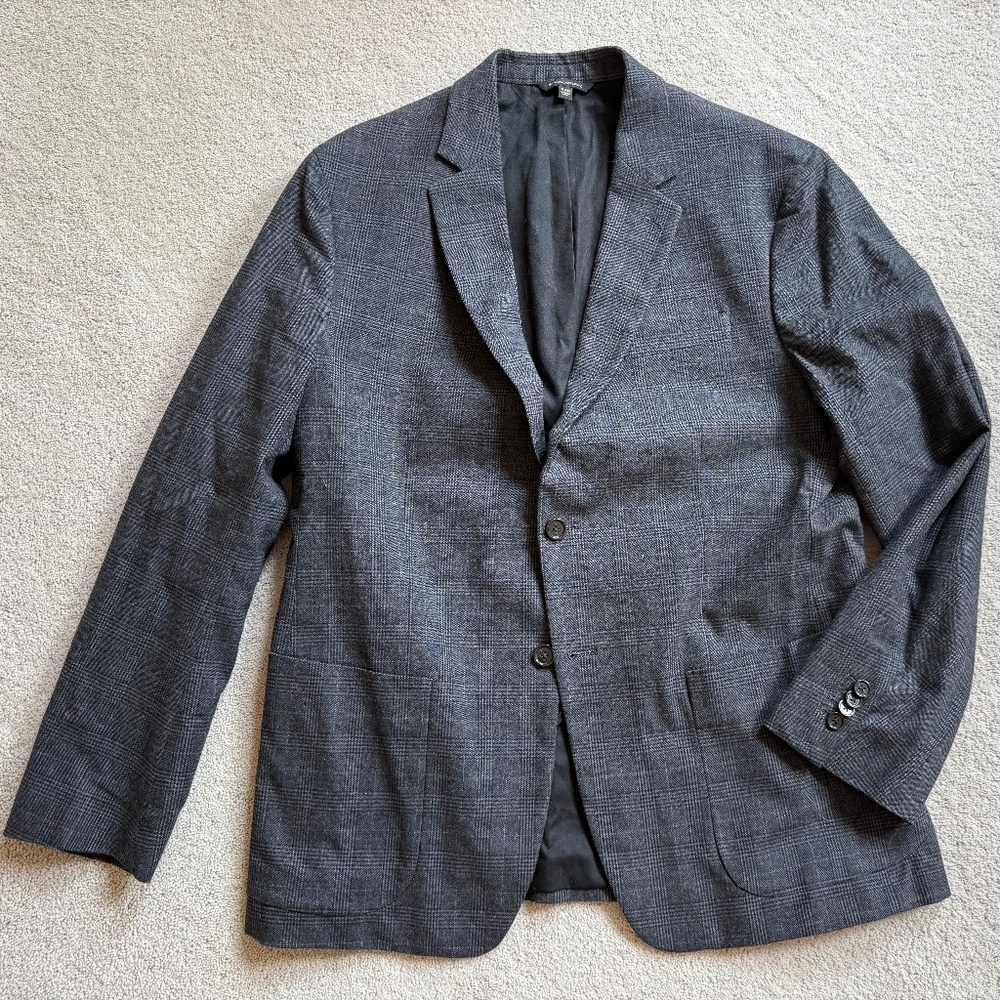 BANANA REPUBLIC Mens' Gray Plaid Slim Fit Blazer sz 44R